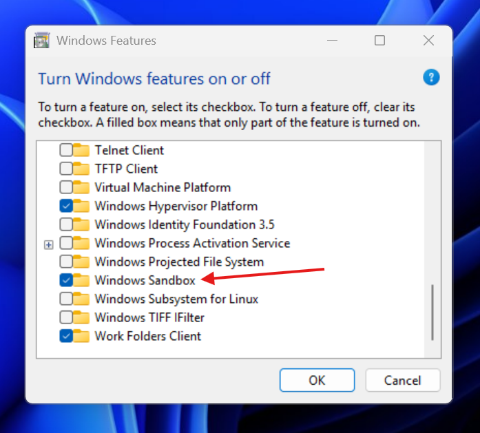 Enable Windows Sandbox